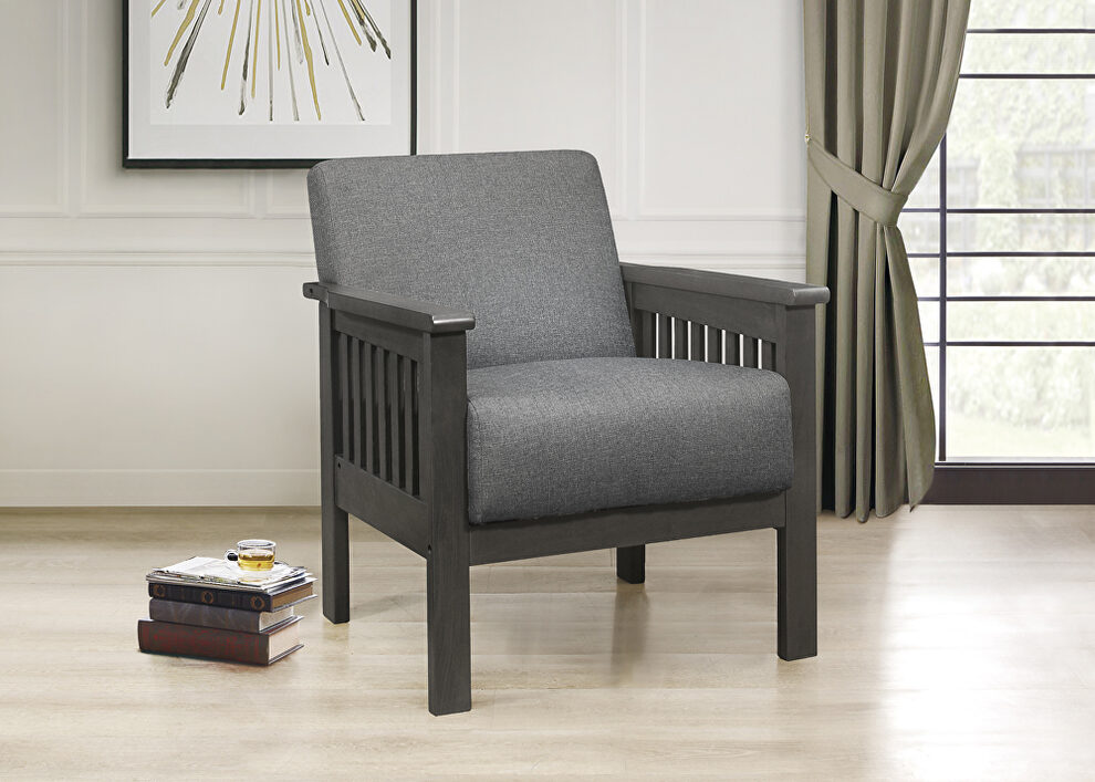 Gray textured fabric upholstery chair by Homelegance