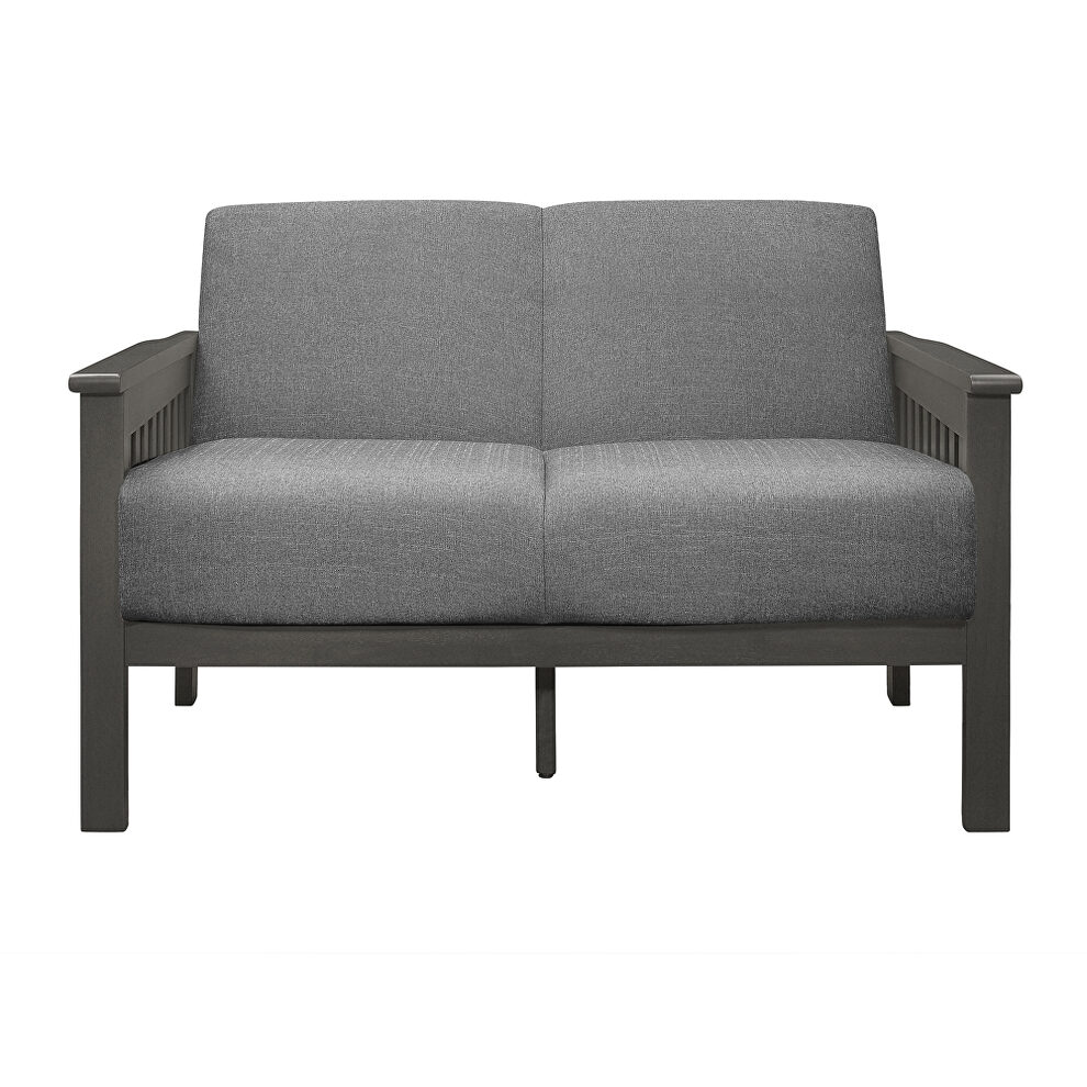 Gray textured fabric upholstery loveseat by Homelegance