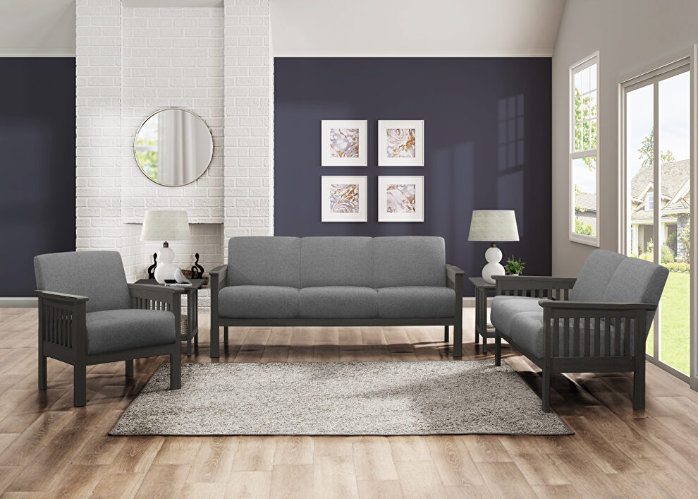 Gray textured fabric upholstery sofa by Homelegance