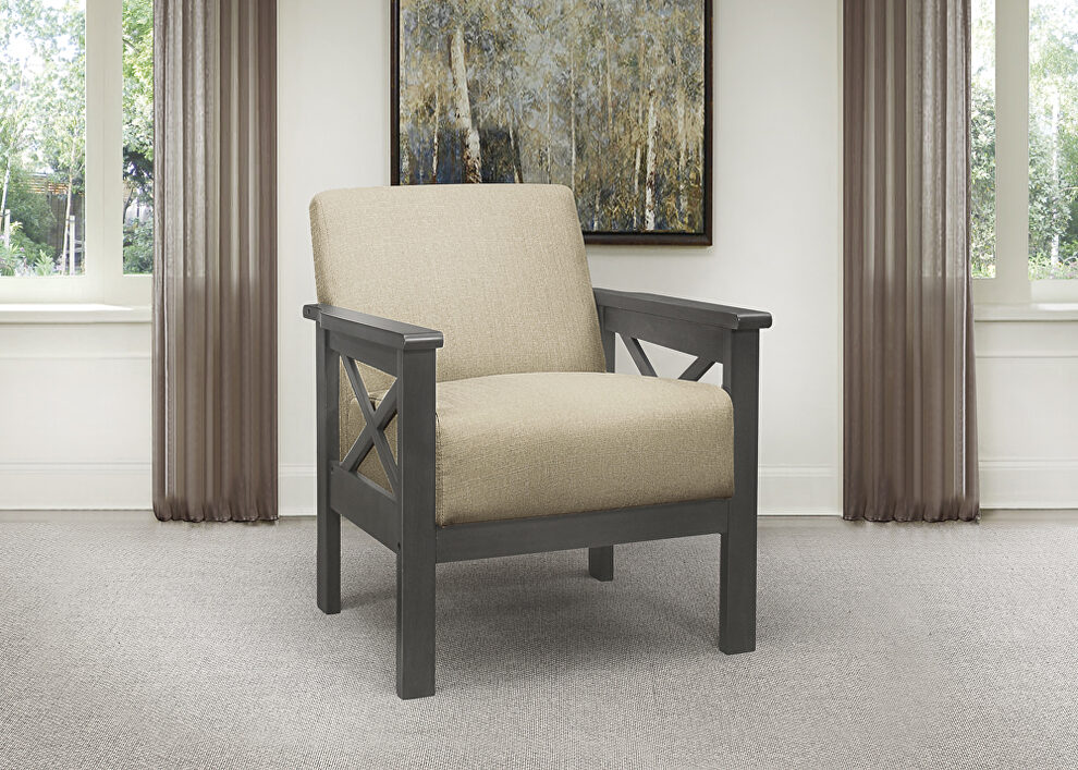 Light brown textured fabric upholstery accent chair by Homelegance