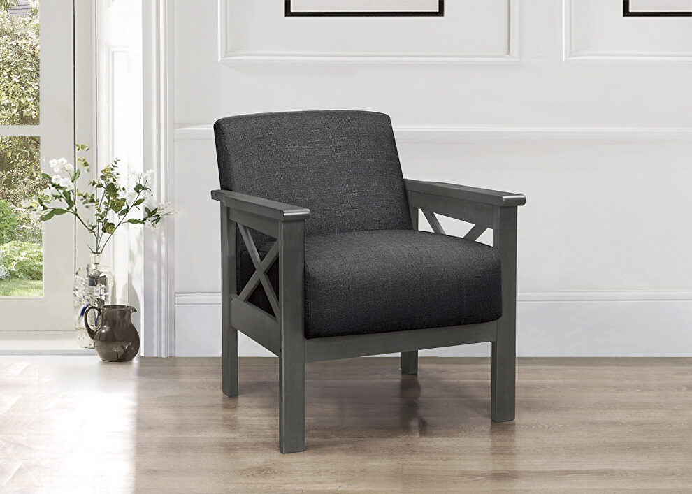 Dark gray textured fabric upholstery accent chair by Homelegance