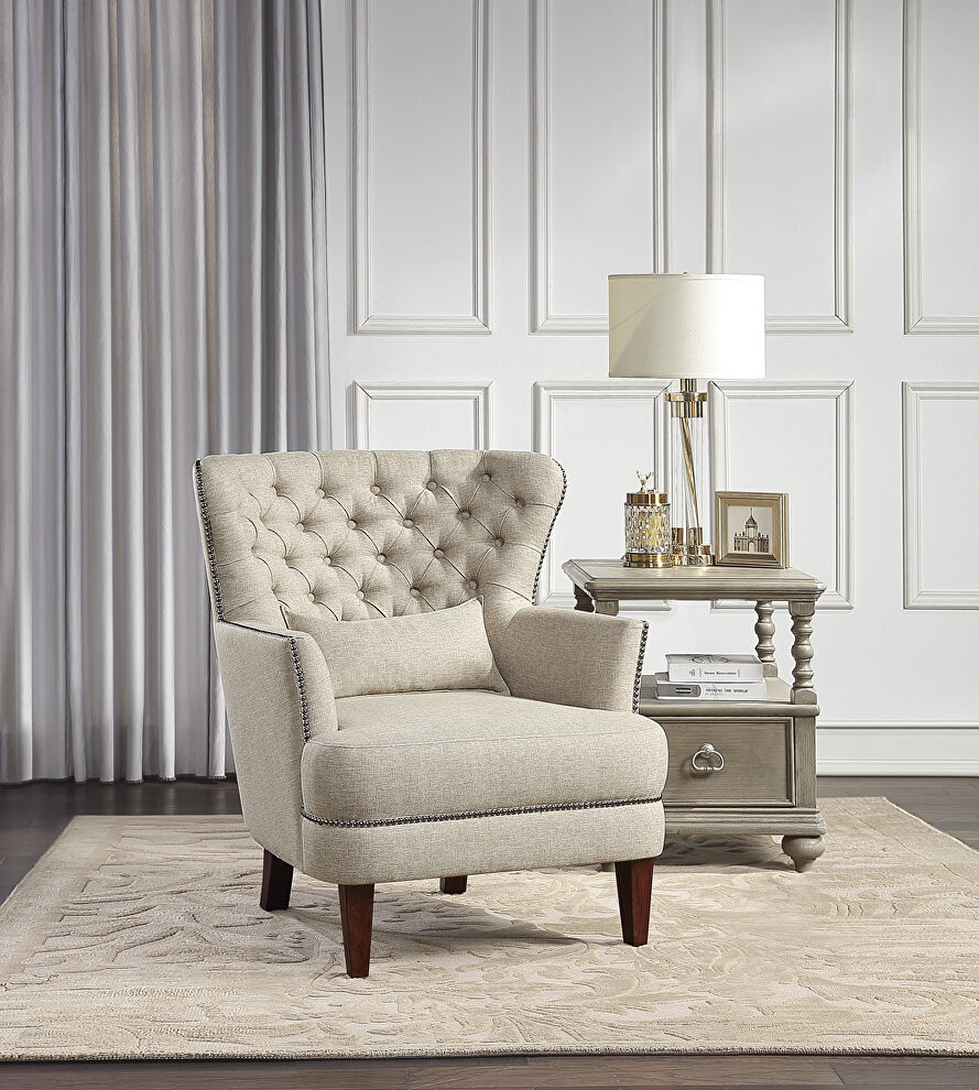 Beige textured fabric upholstery accent chair by Homelegance