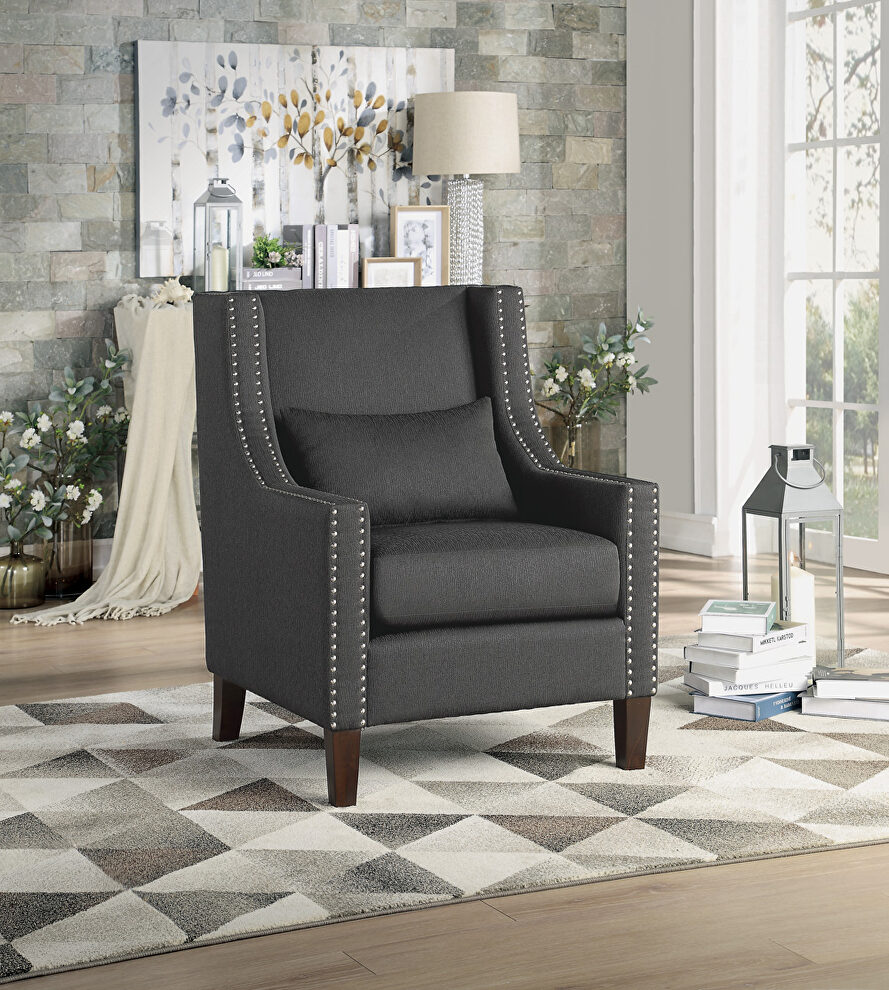 Dark gray textured fabric upholstery accent chair by Homelegance