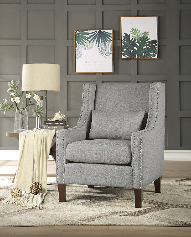 Light gray textured fabric upholstery accent chair by Homelegance