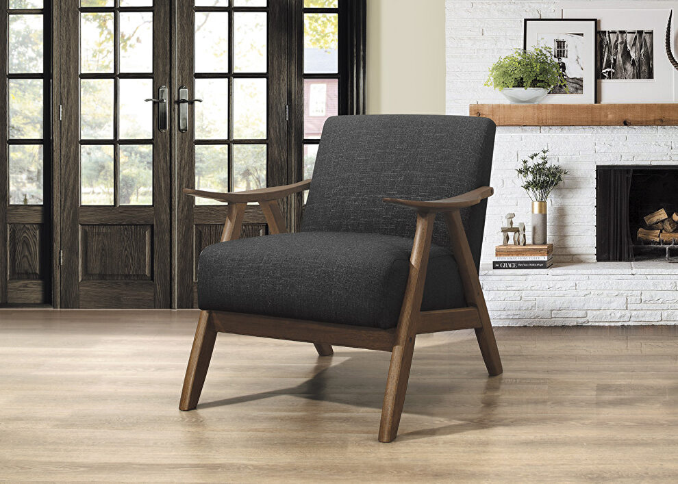 Dark gray textured fabric upholstery chair by Homelegance