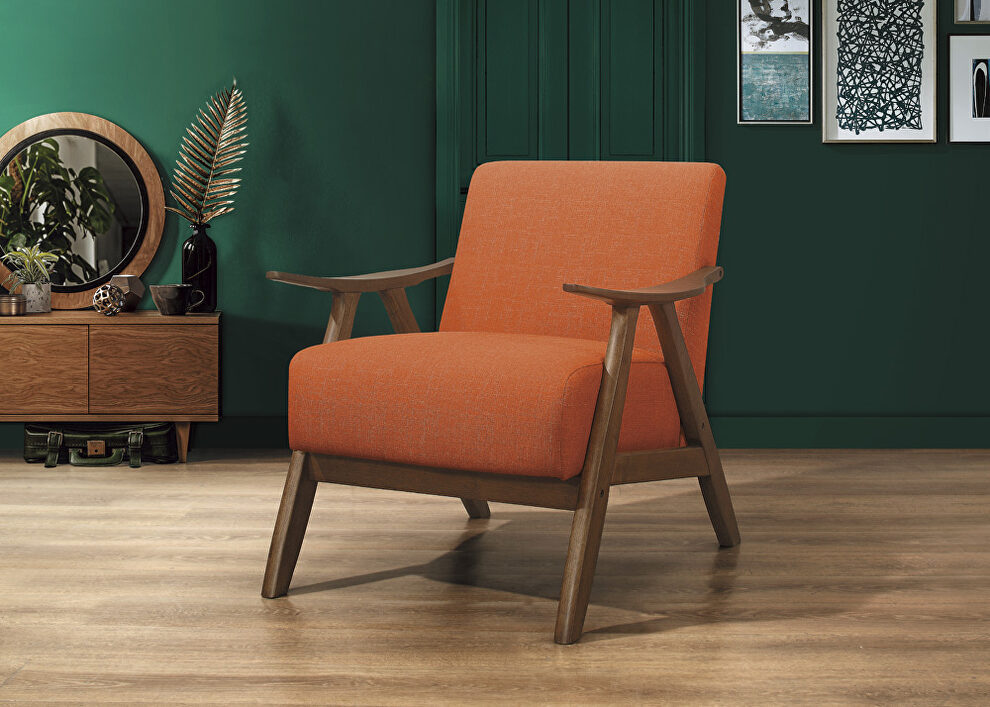 Orange textured fabric upholstery chair by Homelegance