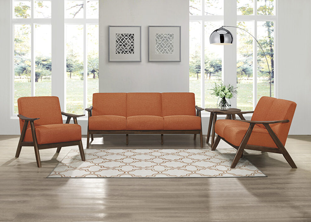 Orange textured fabric upholstery sofa by Homelegance