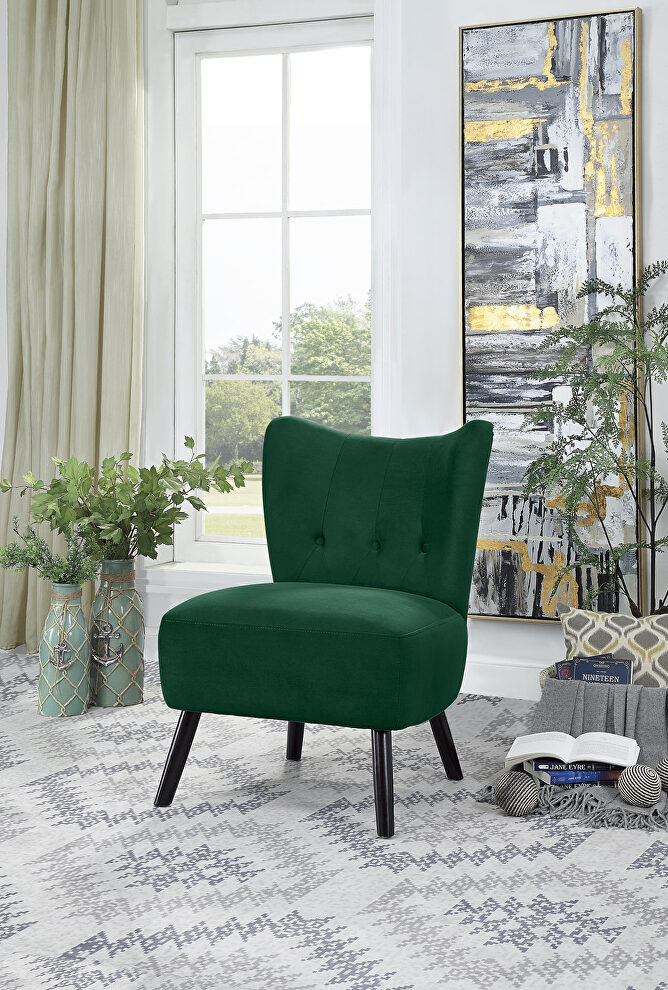 Green velvet upholstery accent chair by Homelegance