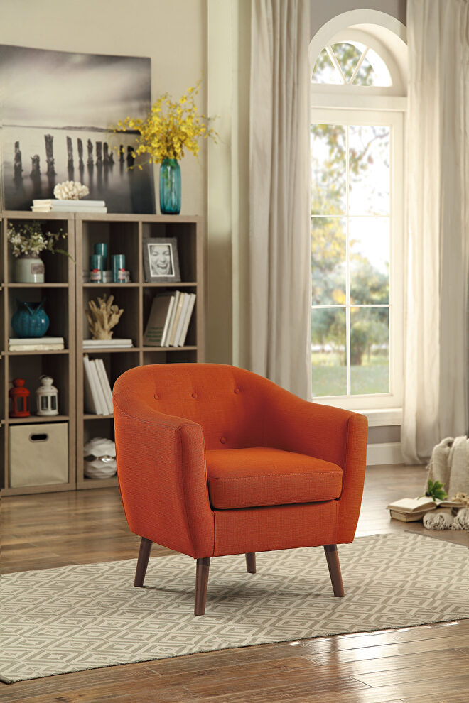 Orange textured fabric upholstery accent chair by Homelegance