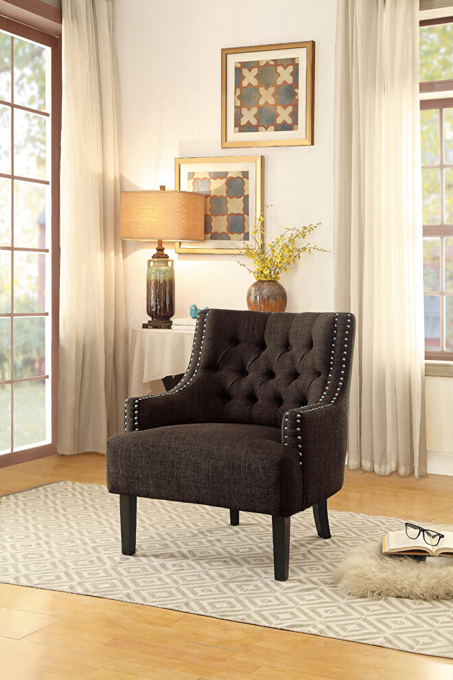 Chocolate textured fabric upholstery accent chair by Homelegance
