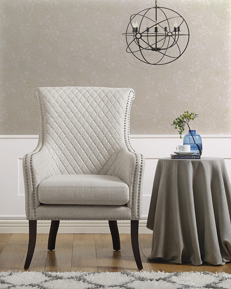 Beige textured fabric upholstery quilted accent chair by Homelegance