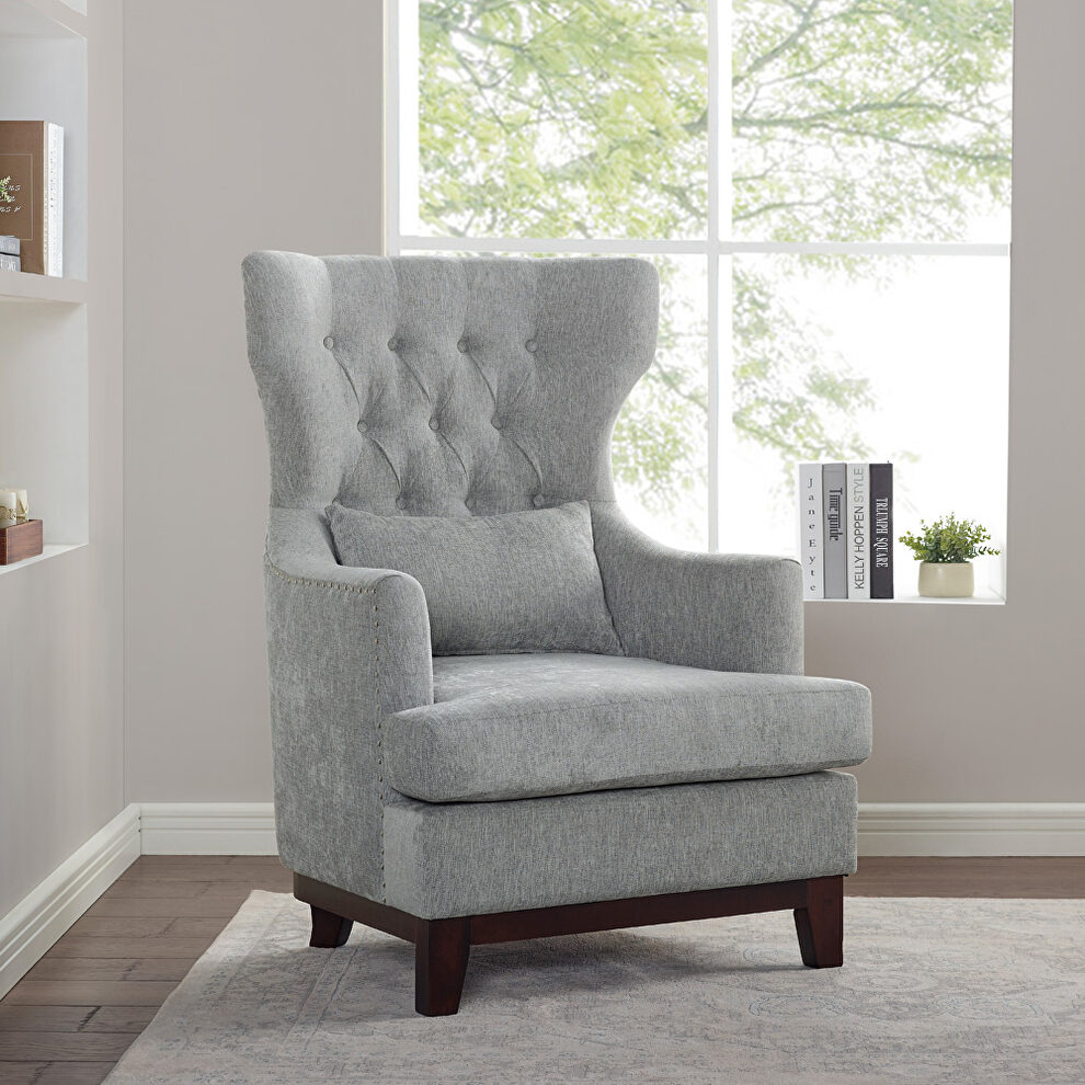 Light gray textured fabric upholstery accent chair by Homelegance