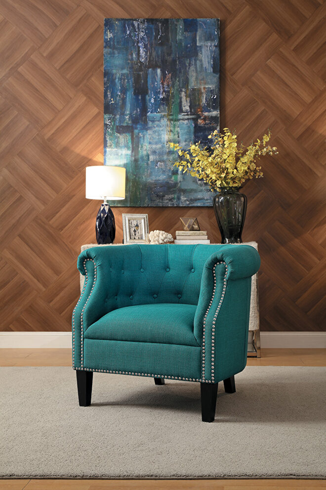 Teal textured fabric upholstery accent chair by Homelegance