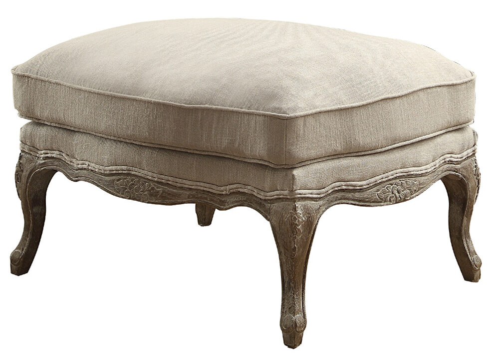 Natural textured fabric upholstery ottoman by Homelegance