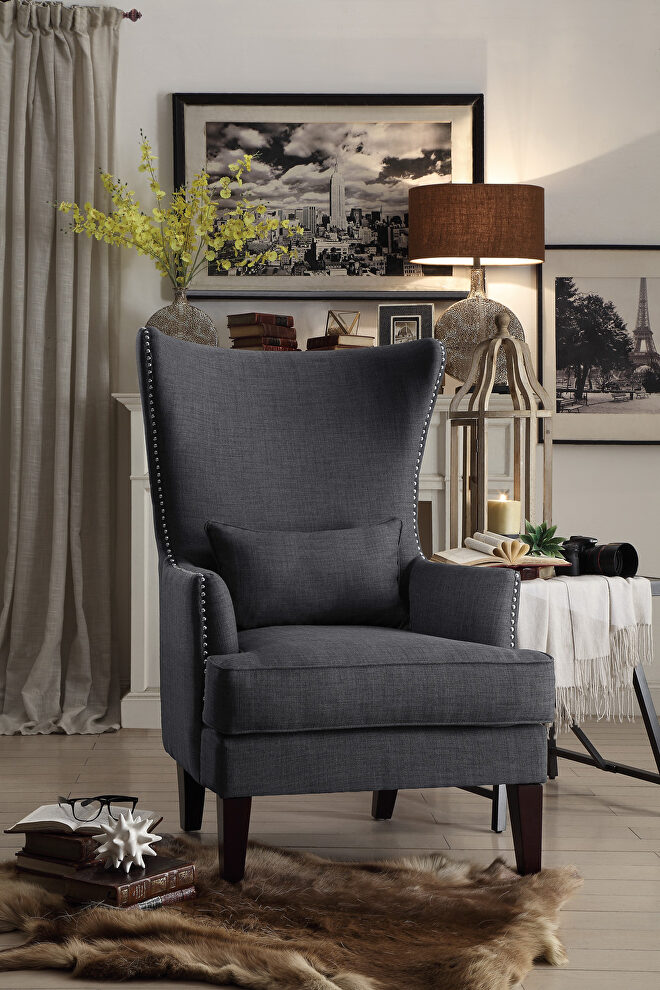 Charcoal textured fabric upholstery accent chair by Homelegance