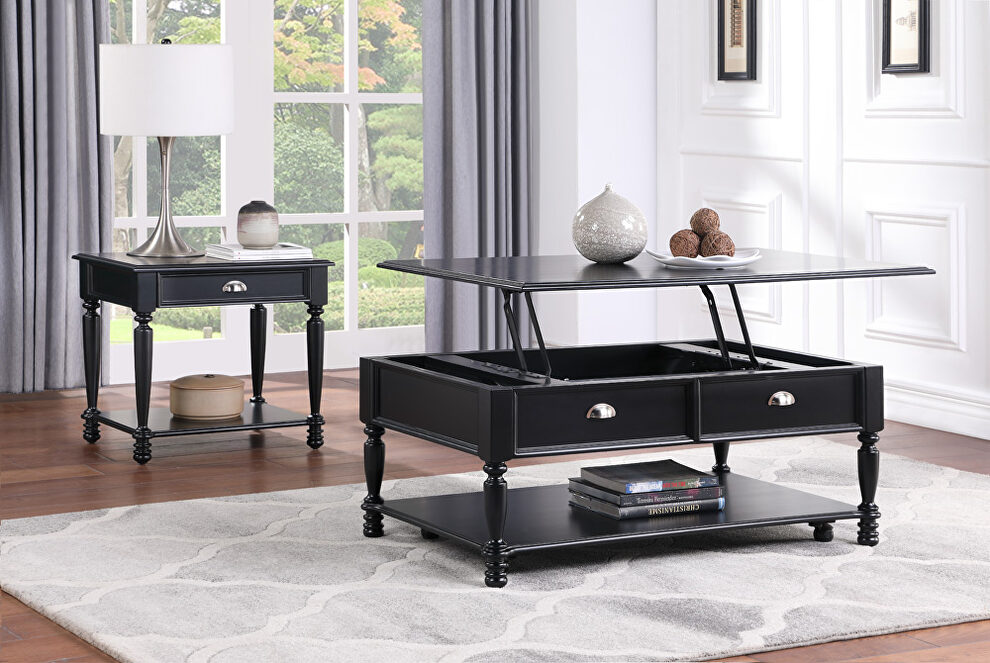 Black finish lift top cocktail table by Homelegance