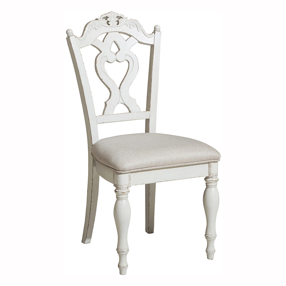 Antique white with gray rub-through finish writing desk chair by Homelegance