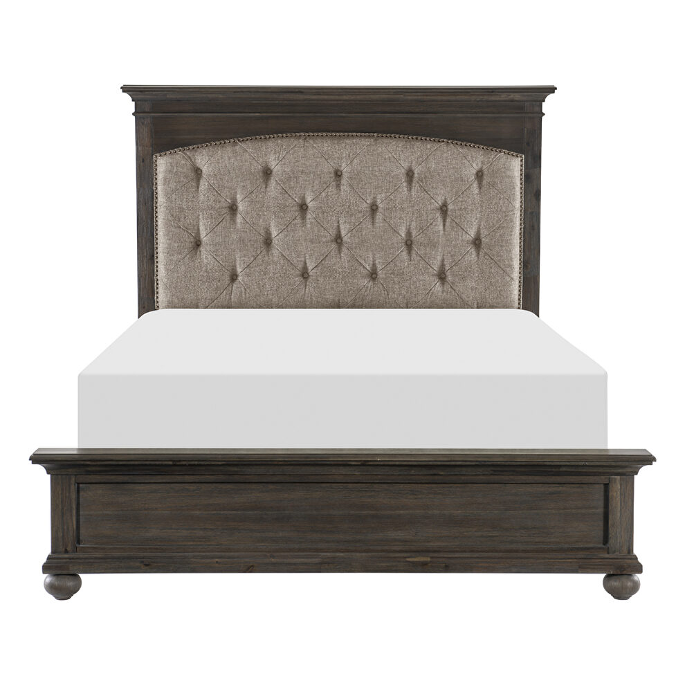 Wire-brushed rustic brown finish king bed by Homelegance