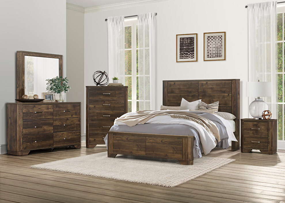 Rustic brown finish queen bed by Homelegance