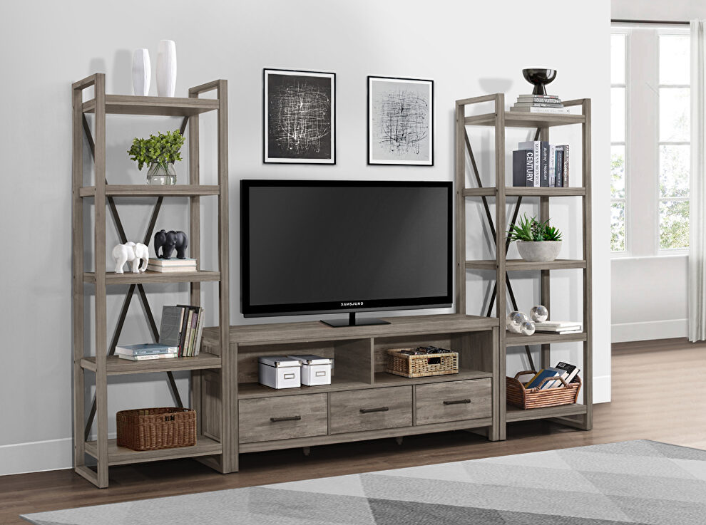 Weathered gray finish TV stand by Homelegance