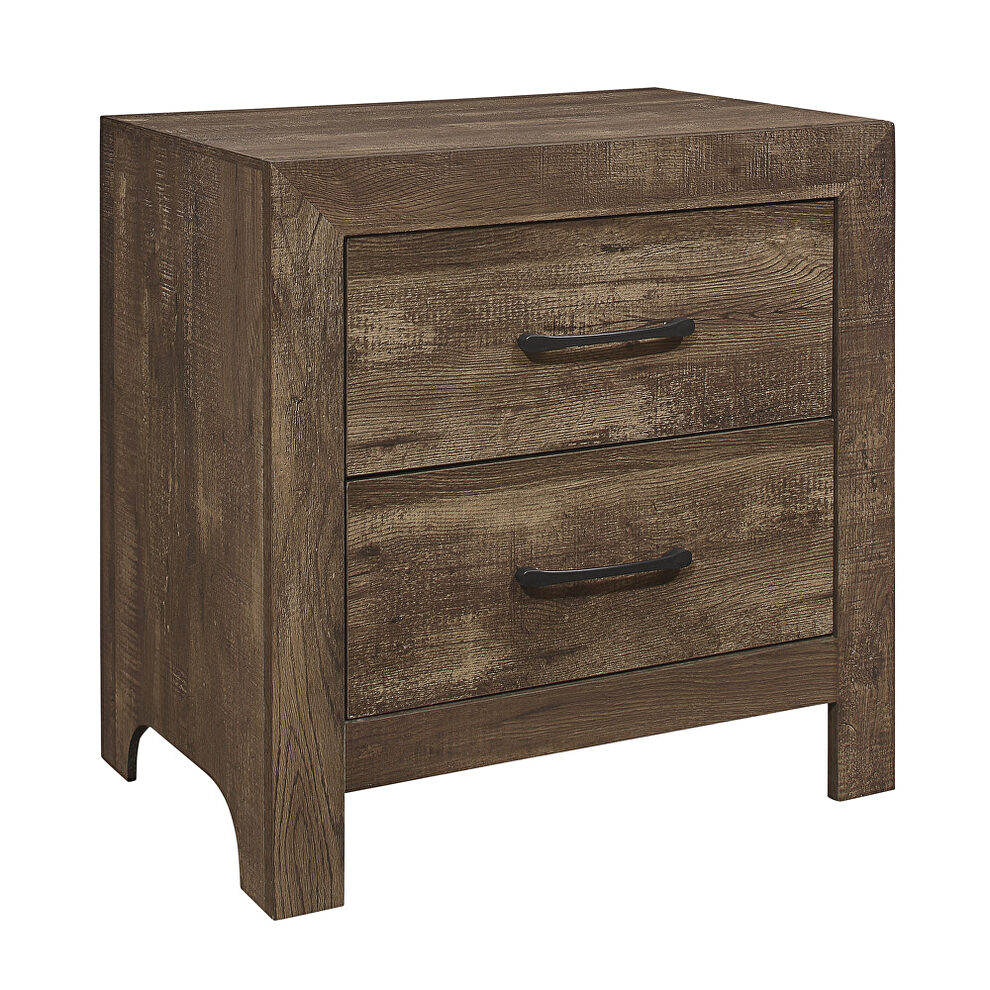 Rustic brown finish nightstand by Homelegance