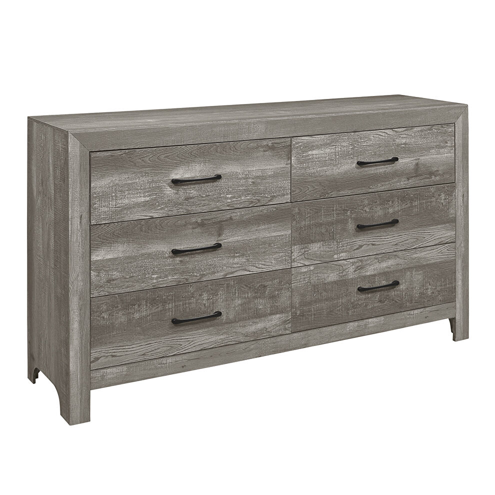 Modern lines and rustic styling gray finish dresser by Homelegance