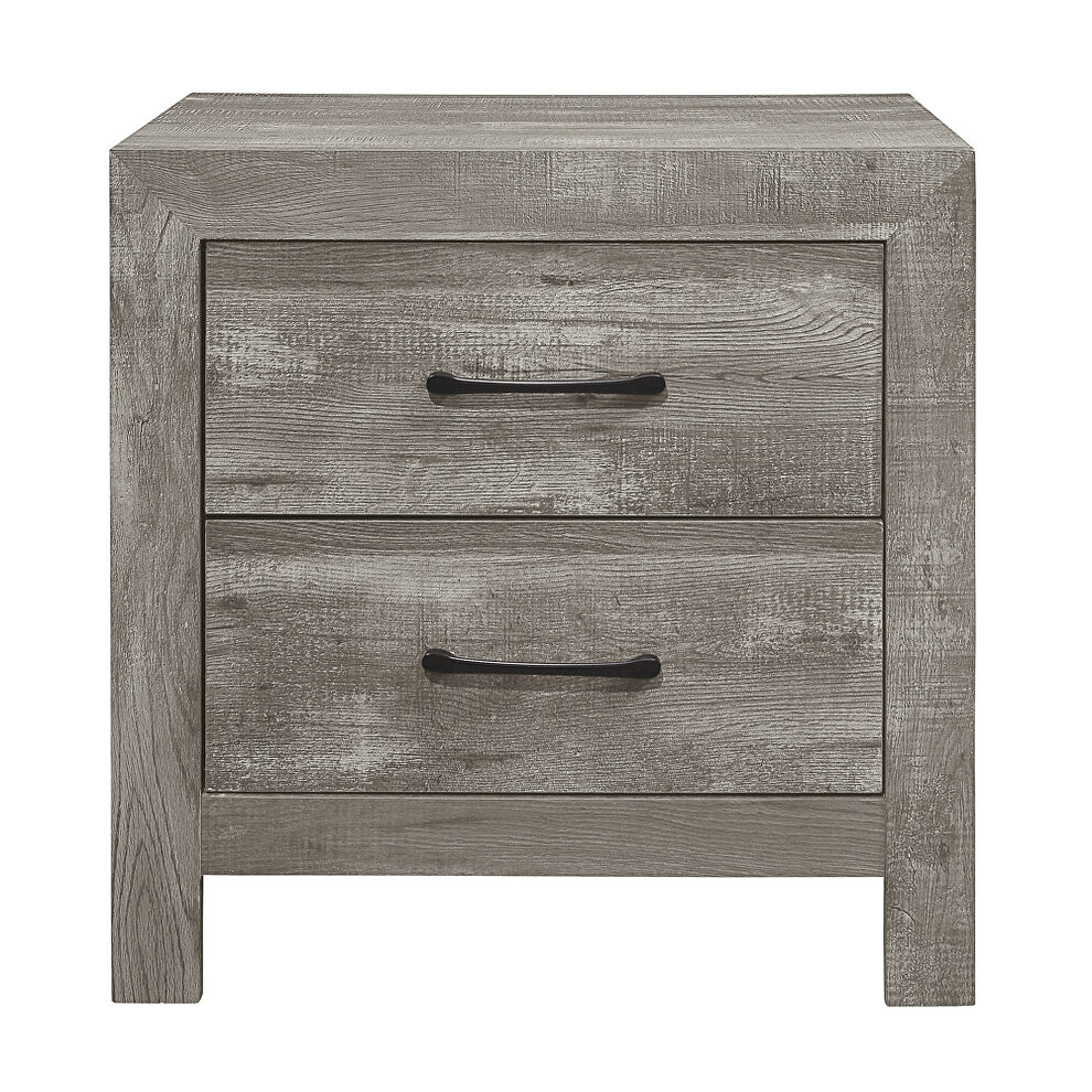 Modern lines and rustic styling gray finish nightstand by Homelegance