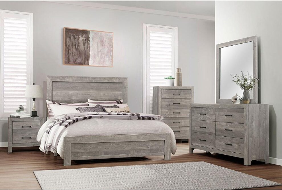 Modern lines and rustic styling gray finish queen bed by Homelegance