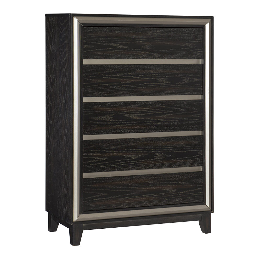 Ebony and silver finish modern styling chest by Homelegance