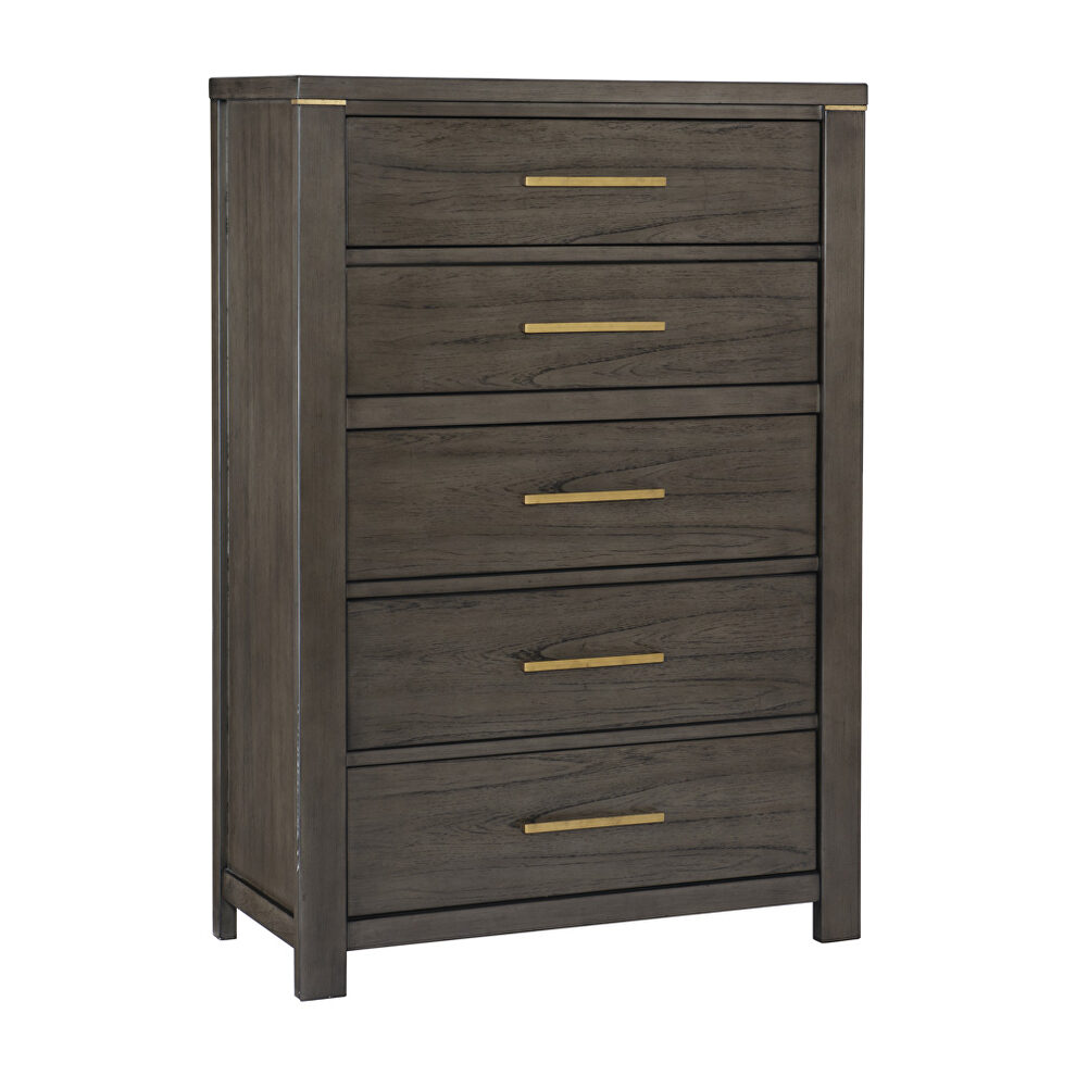 Brownish gray with gold finished hardware chest by Homelegance