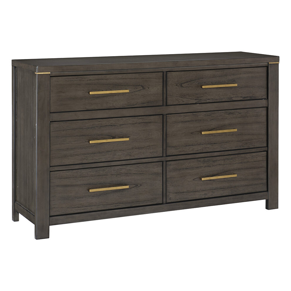 Brownish gray with gold finished hardware dresser by Homelegance