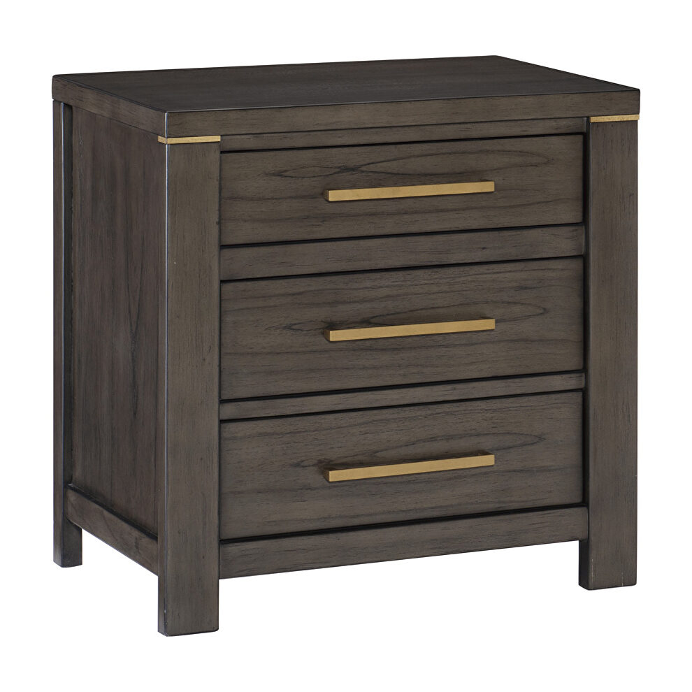 Brownish gray with gold finished hardware nightstand by Homelegance