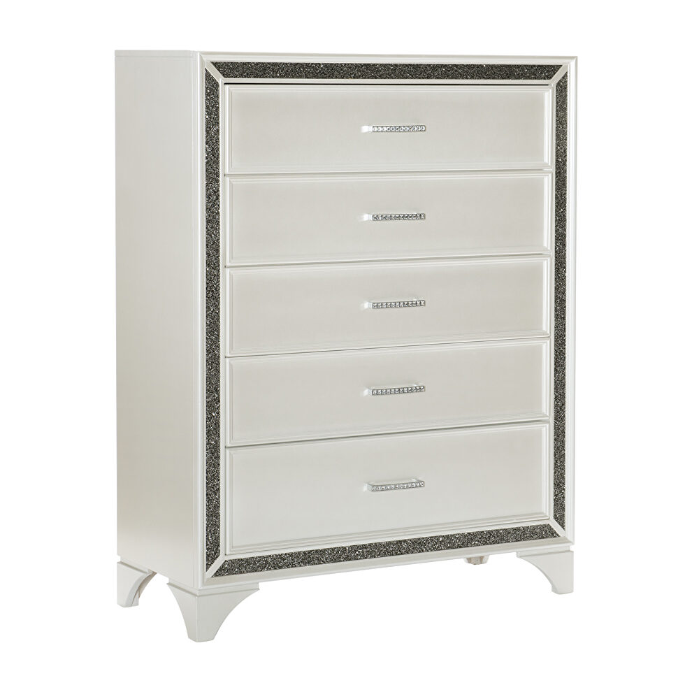 Pearl white metallic finish chest by Homelegance