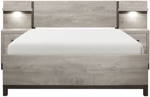Light gray and gray finish eastern king bed by Homelegance