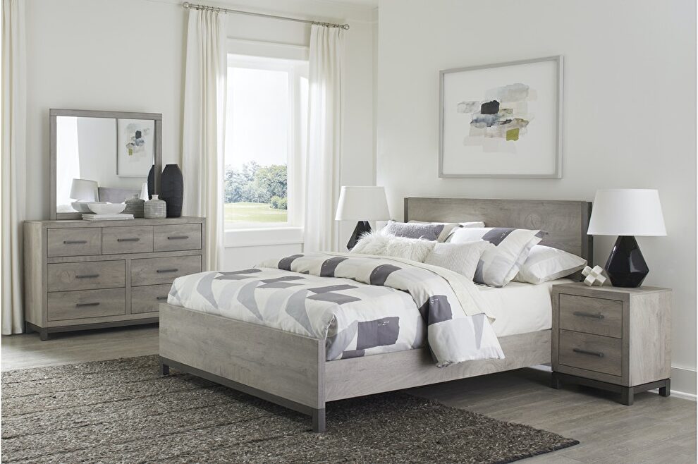 Light gray and gray finish queen bed by Homelegance