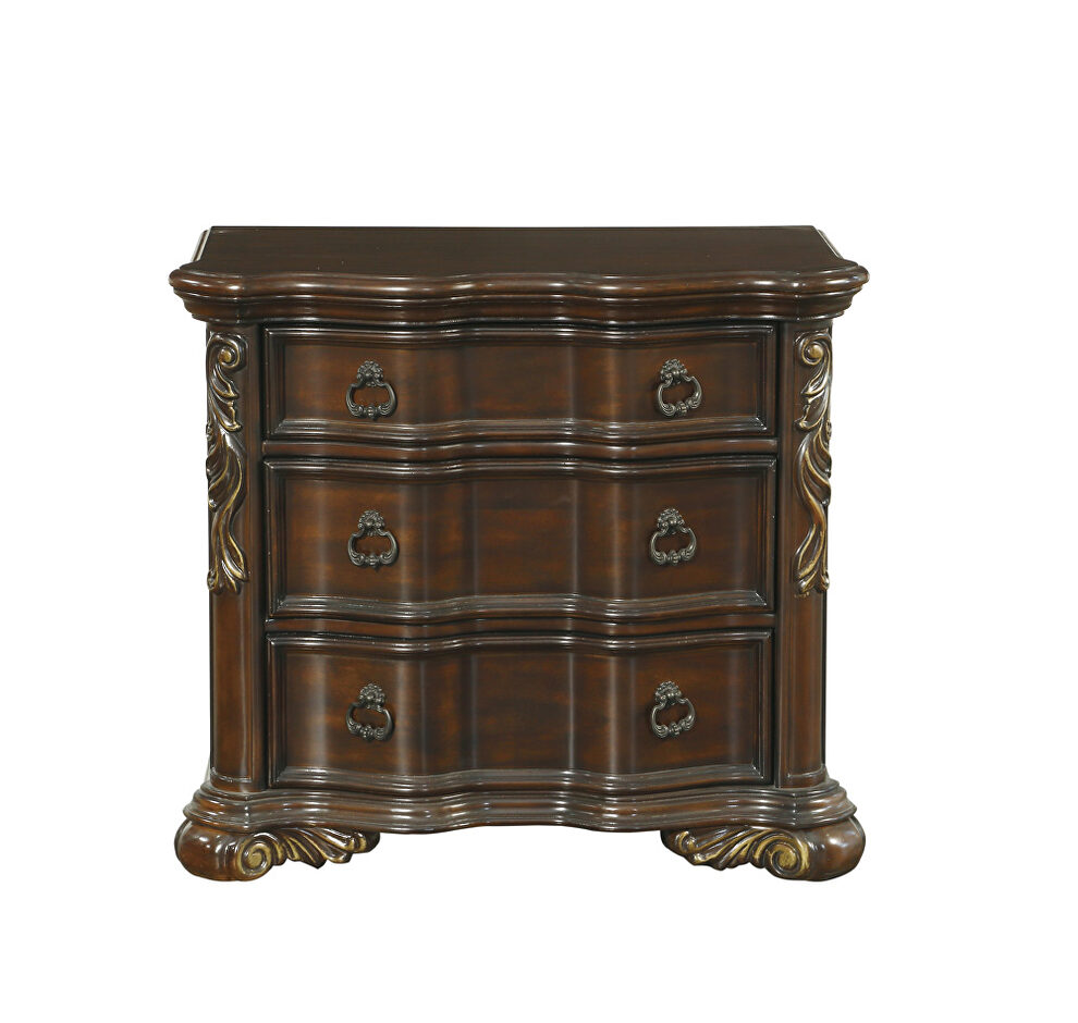 Rich cherry finish nightstand by Homelegance