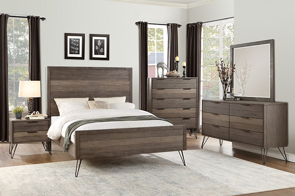 3-tone gray finish queen bed by Homelegance
