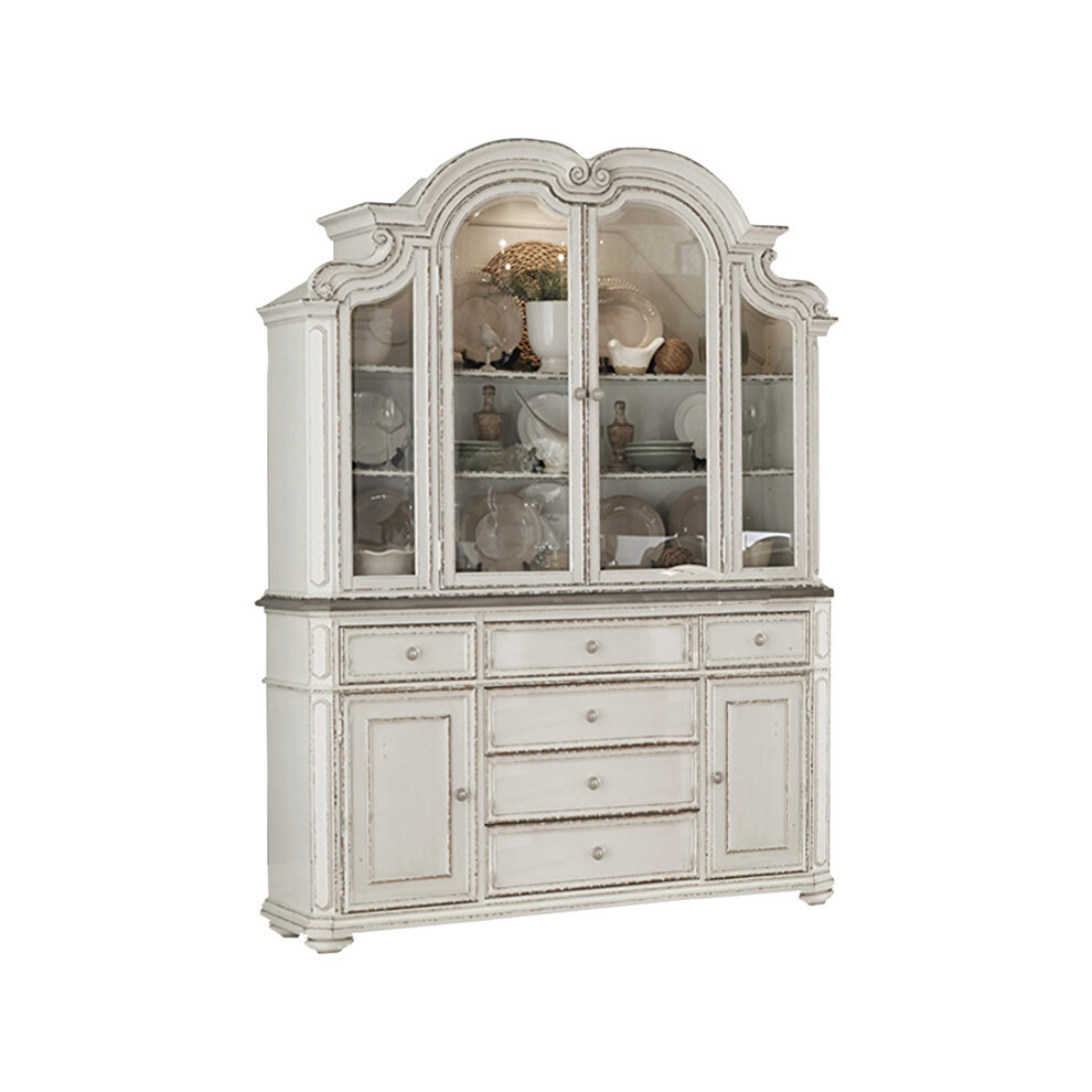 Antique white and oak buffet & hutch by Homelegance