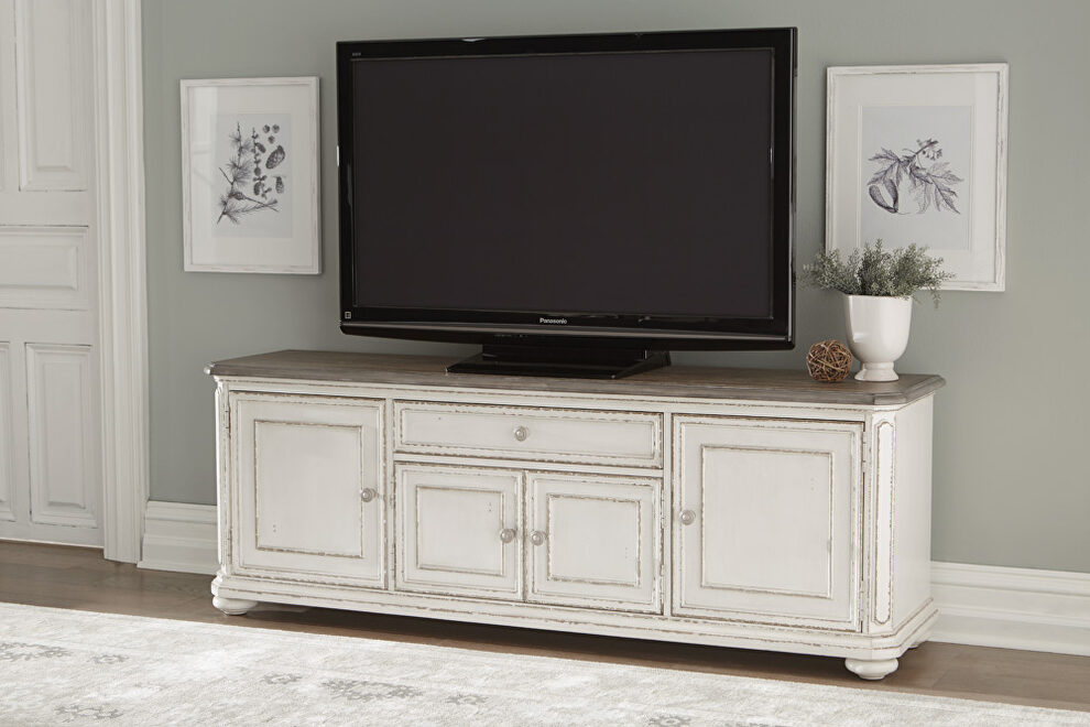 Antique white and oak TV stand by Homelegance