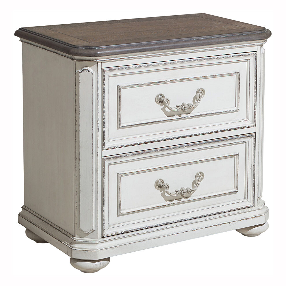 Antique white and oak nightstand by Homelegance