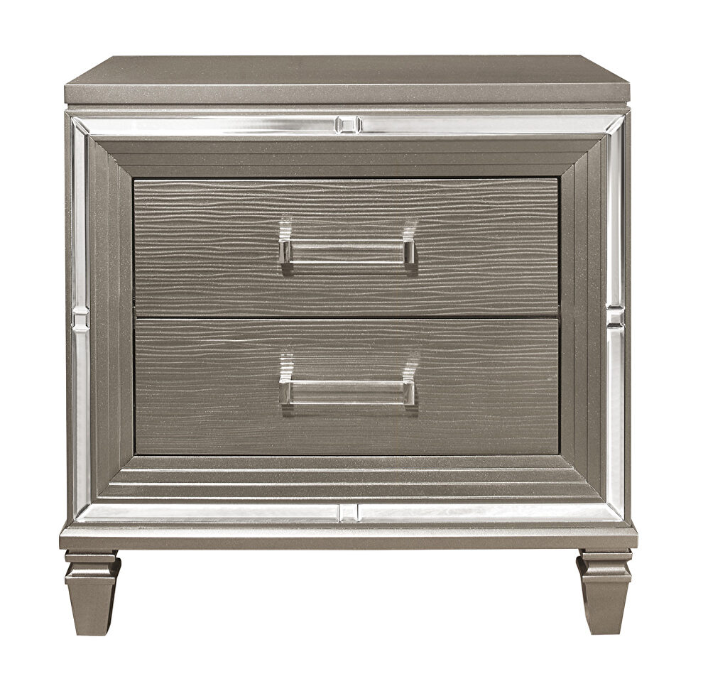 Silver-gray metallic finish nightstand by Homelegance