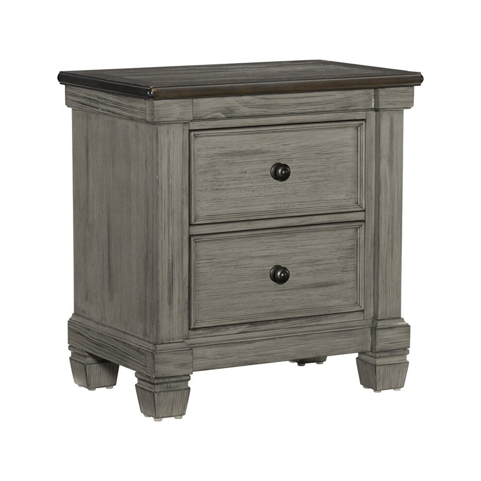 Coffee and antique gray nightstand by Homelegance