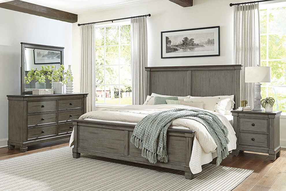 Coffee and antique gray queen bed by Homelegance