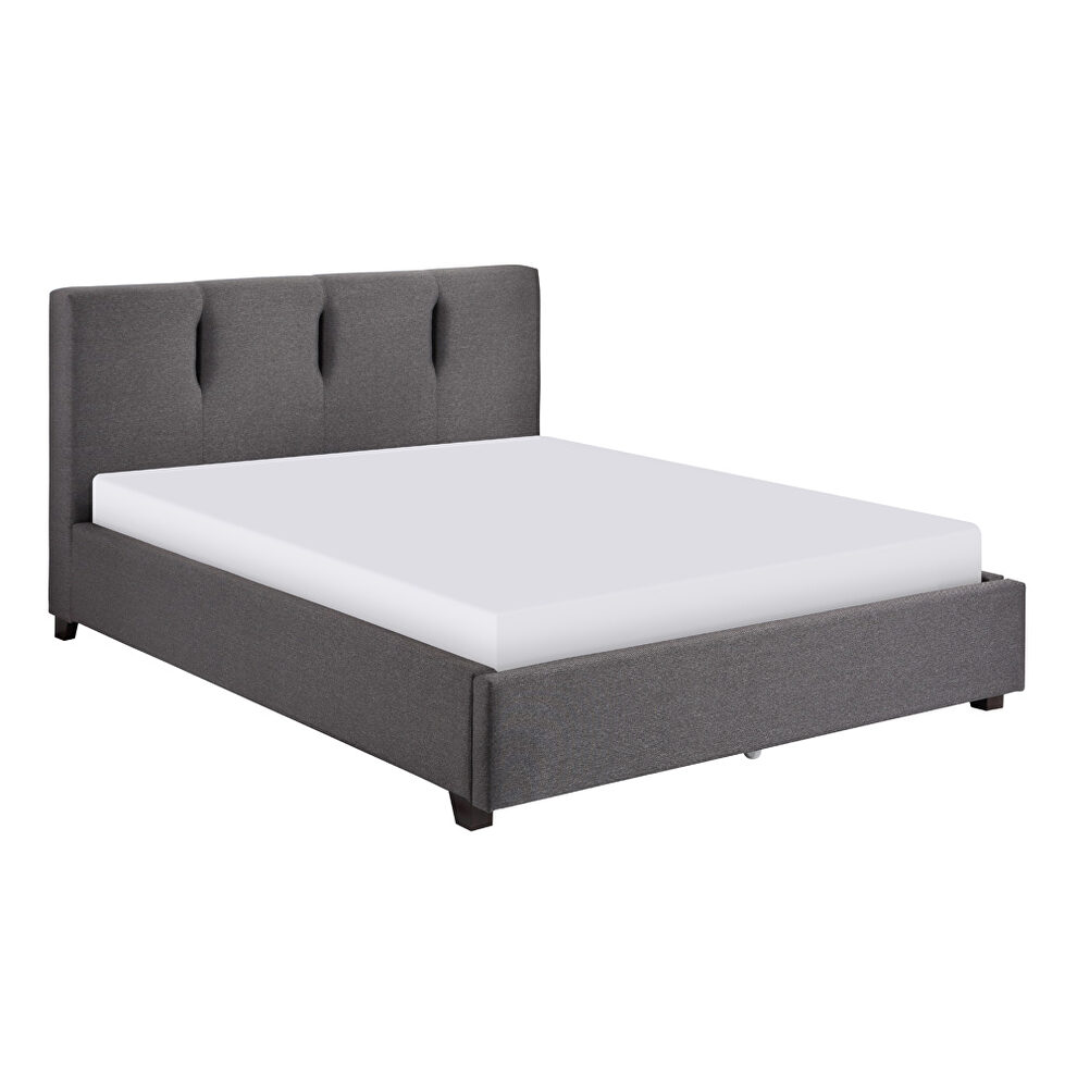 Graphite fabric upholstery full platform bed by Homelegance