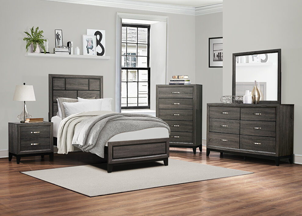 Gray finish modern styling twin bed by Homelegance