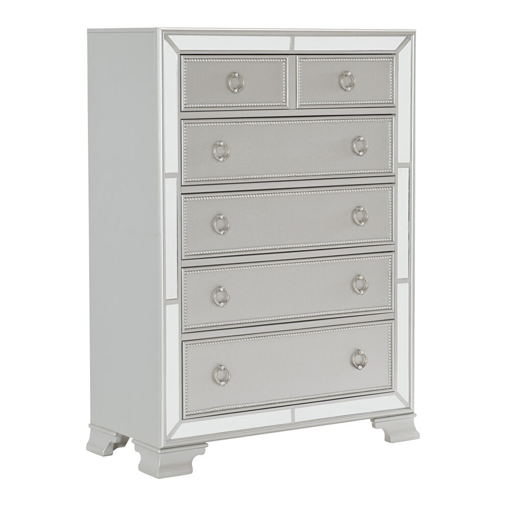 Silver finish striking styling chest by Homelegance