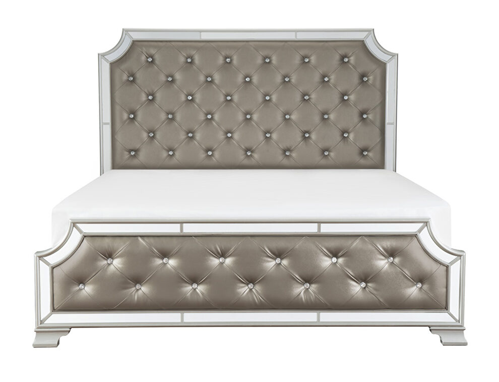 Gray and silver finish striking styling eastern king bed by Homelegance