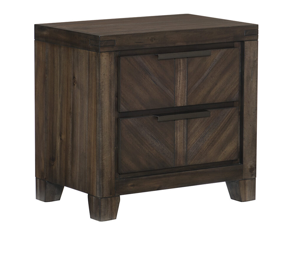Distressed espresso finish modern-rustic design nightstand by Homelegance