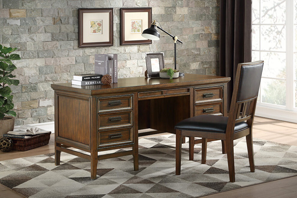 Brown cherry finish executive desk by Homelegance