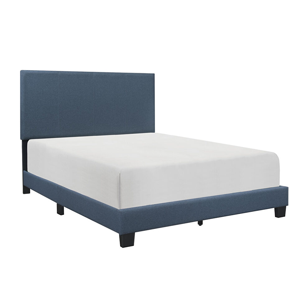 Blue fabric upholstery eastern king bed by Homelegance
